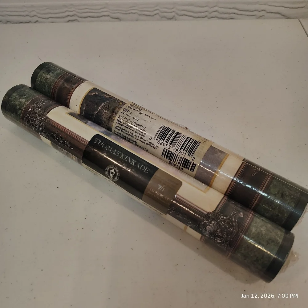 Vtg 90’s THOMAS KINKADE 2 PK 5YD Rolls PAINTER OF LIGHT Wallpaper Border Tk3181b
